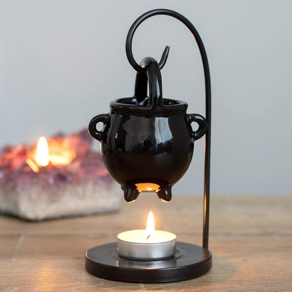 Spirit of Equinox Hanging Cauldron Pagan Oil Burner Witches Witchcraft Home Decor Black Wax Warmer Aroma Diffuser Candle Tealight
