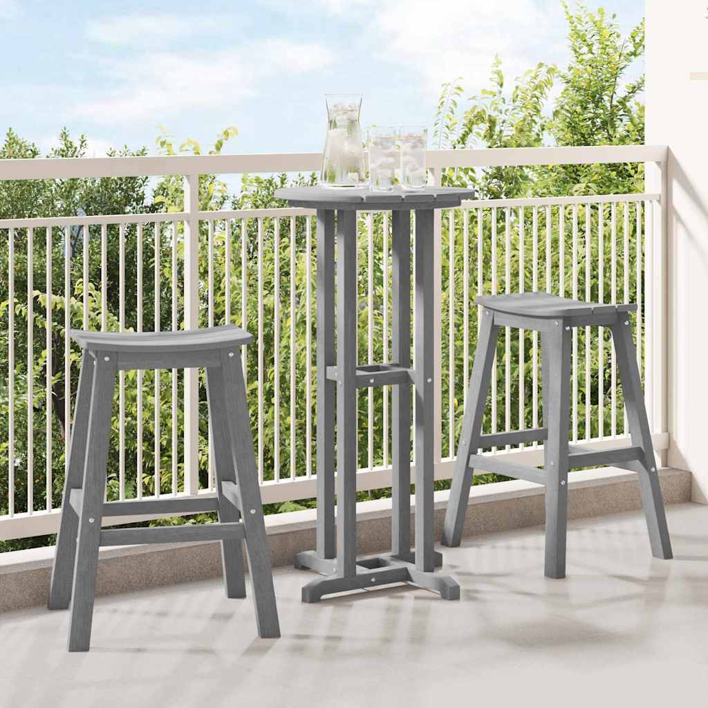 Garden Bar Set 3 pcs Light Grey HDPE