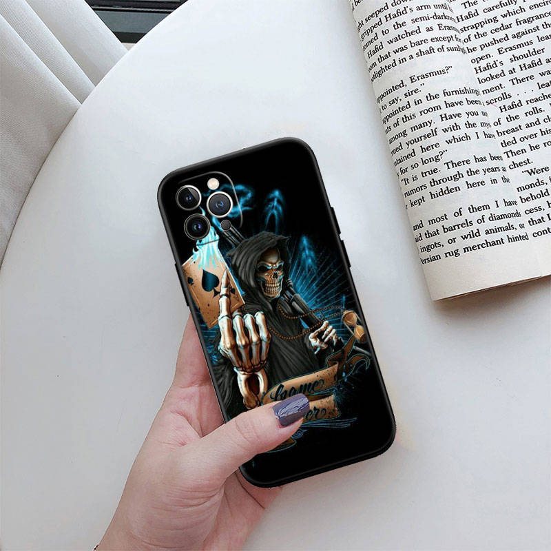 JO60 Grim Reaper Skull Phone Case for Samsung A35 A25 A24 A15 A05S A05 M55 M35 M15 A06 A16 A02 A12 A13 A10 A20 A30 A22 A31 A32 A33 A41 A42 A50