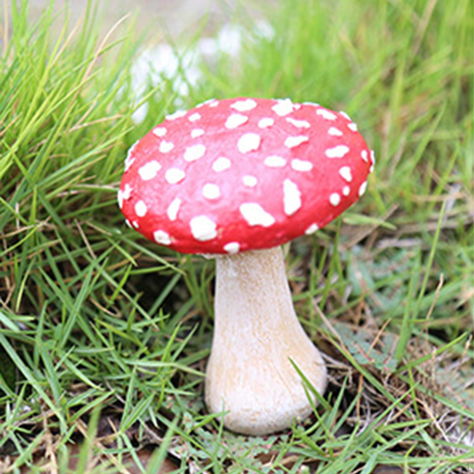 Cute Mushroom Figure, Statue, Waterproof, , Mini Colorful Creative W/ Base Figurine for Flat Head
