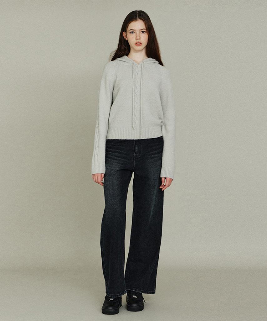 ITOV SEOUL Boucle Cable Hoodie Knit Lg