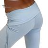 Damebukser Mellomhøyde elastisk midje Justerbar sidesnøring Lange bukser Ensfarget skinny utsvingte bukser Daglig bruk