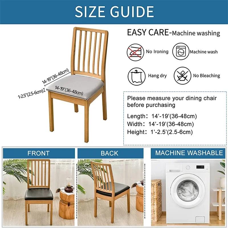 Water Repellent Dining Seat Cushion Cover Pu Leather Stretch Kitchen Chair Covers Chair Slipcover for Banquet Office El Party