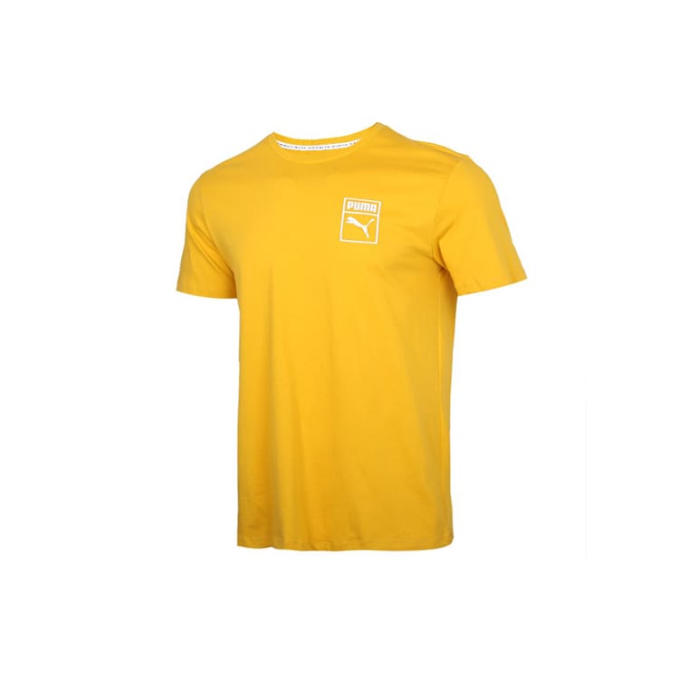 PUMA T Shirts Men's Yellow Crew Neck Moderate Straight Fit 598625-25