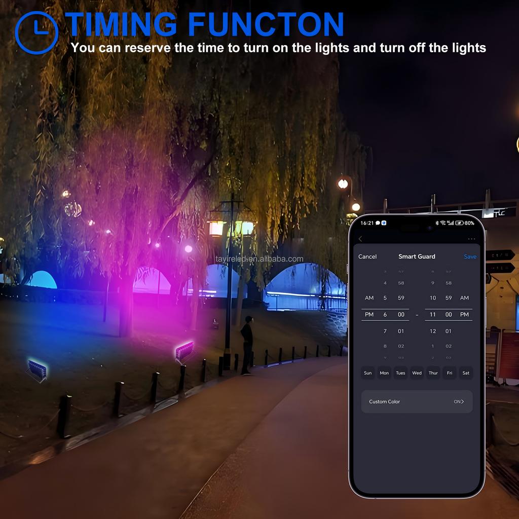 RGBCCT Floodlight 50W 100W IP66 Outdoor Multicolor APP Tuya AC 100-240V Landscape Spotlight Reflector Garden Party Stage Light
