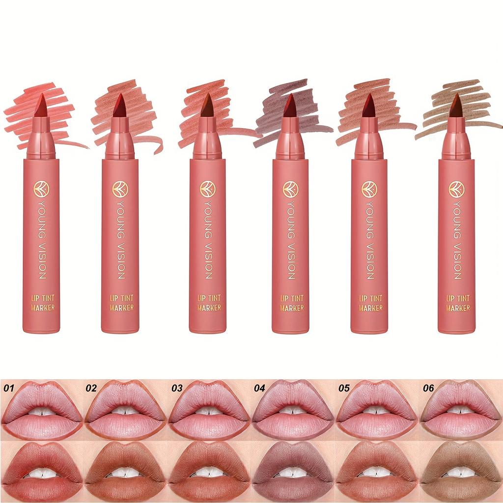 Long-lasting Matte Lip Liner and Lip Stain Set In 6 Color Shades – Stay Beautiful All Day Long!