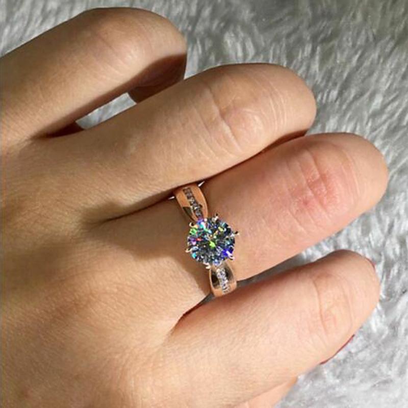 New Luxury Rose Gold Color Wedding Rings Women Brilliant Cubic Zirconia Ceremony Party Engagement Ring Fashion Jewelry 2022