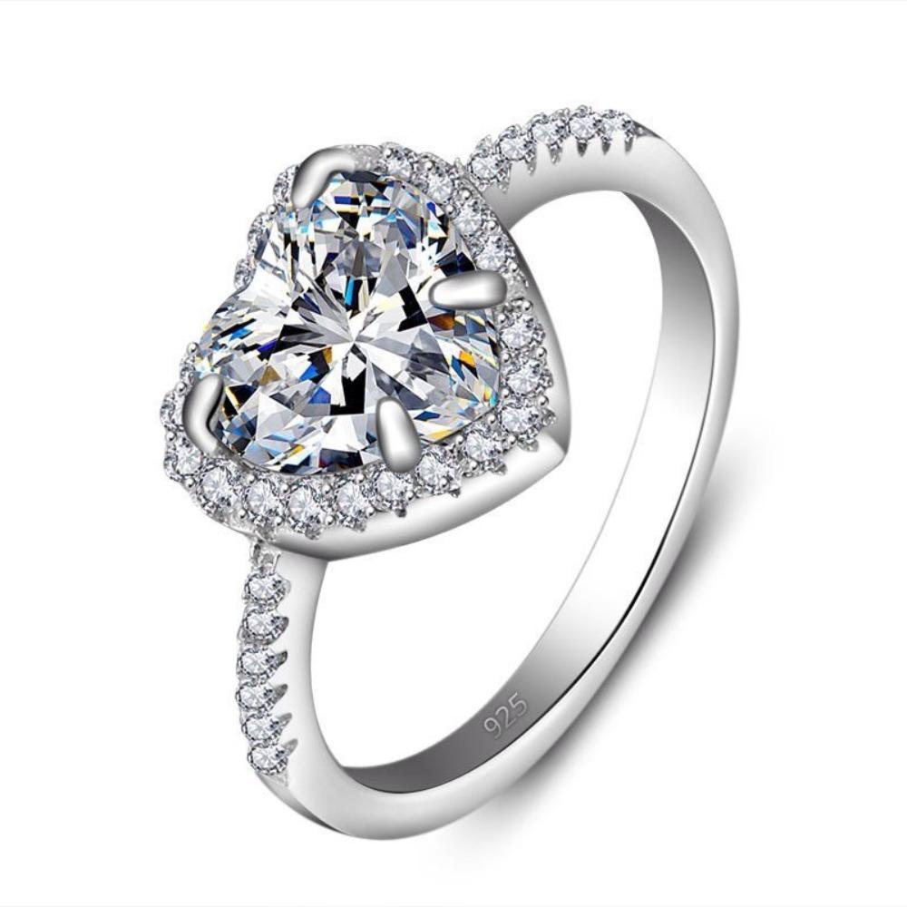 

Elegant Heart Shape Simulated Zircon Ring for Women Classic Micro Paved Wedding Engagement Party Jewelry no. 10 платиновий