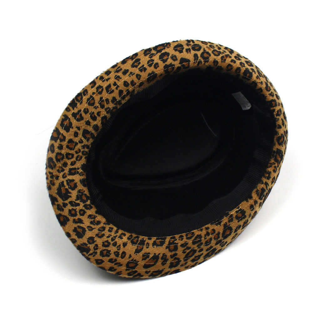 Autumn and Winter New European and American Leopard Print Top Hat Stage Performance Hat Men and Women British Versatile Windproof Jazz Hat Trend