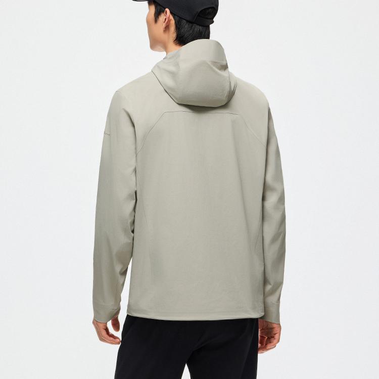 Anta Comfortable Casual Simple Hooded Zipper Lightweight Jacket Men Jacket Light-Gray Green 152520615-2