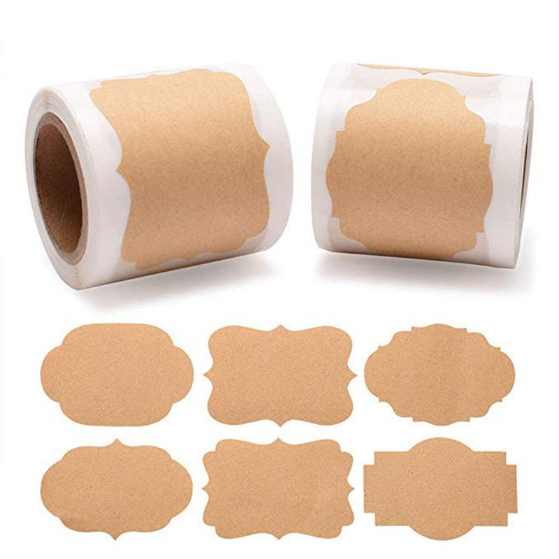 250 Piece Natural Kraft Paper Stickers 2 Types Blank Writable Seal Labels Mason Jar Glass Bottle Cake Baking Stationery Sticker