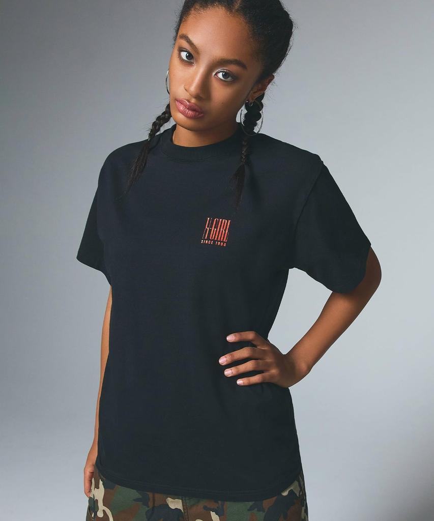 X-girl Vertical Logo Short Sleeve Tee, Size XL, 105252011008, Black