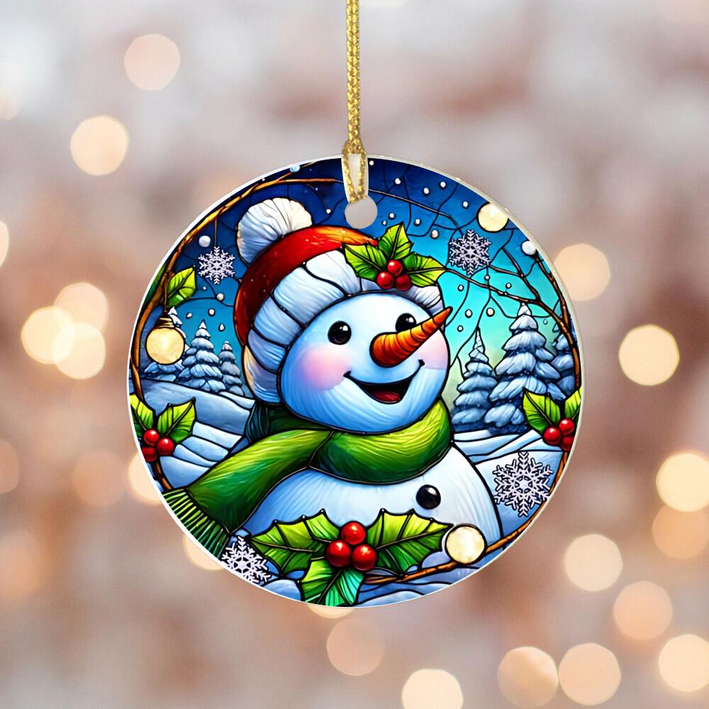 Christmas 2025 Ornament Christmas Decoration Holiday Gift Idea Round Ceramic Ornament Gift Exchange Xmas Tree Decor