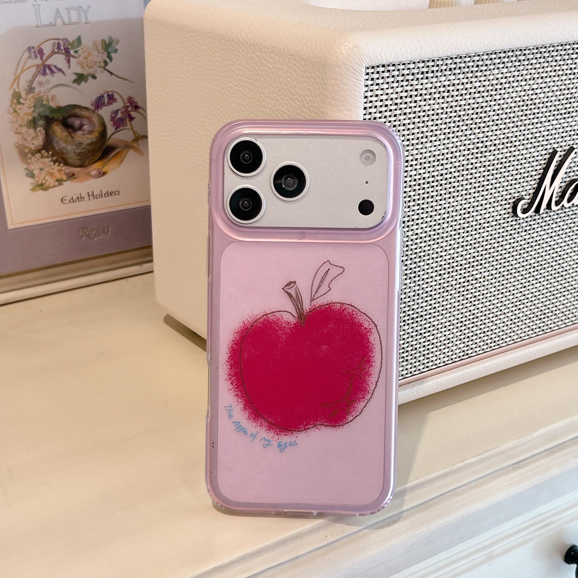 

Red Apple Graffiti Oil Painting Phone Case for iPhone 17 Pro Max/16 Pro/15/14, Double Layer Protection 14