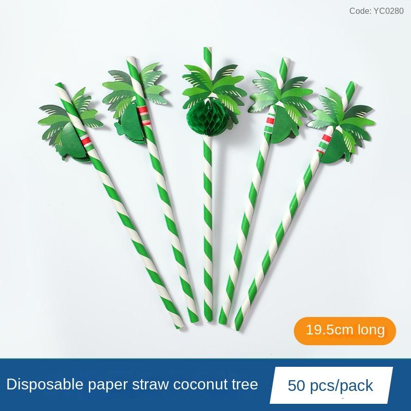 50pcs Creative Paper Straws Disposable Biodegradable Paper Environmental Straws Party Juice Cocktail Decoration Straws