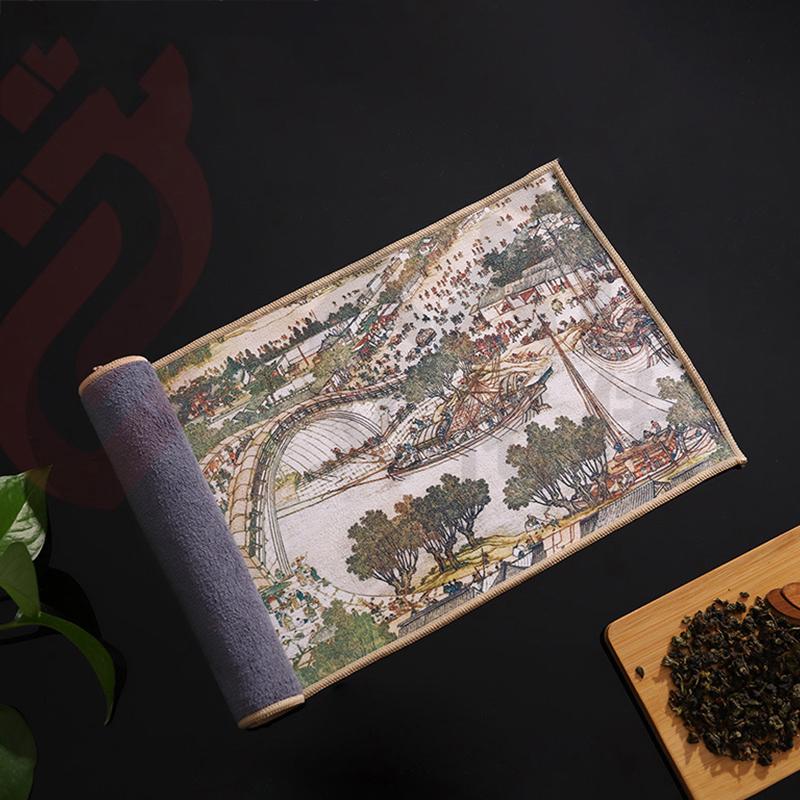 Chinese Table Mats Painted Thick Tea Towel High-end Tea Set Accessories Super Absorbent
