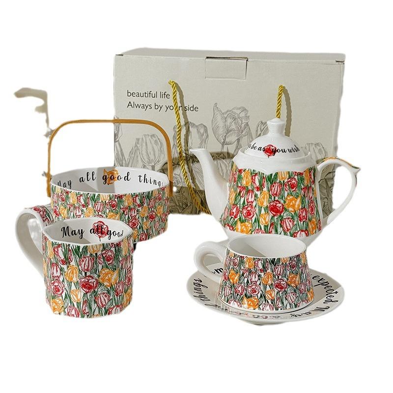 Pastoral Lily of the Valley Teapot Birthday Newlywed Girlfriend Gift Souvenir Girls Afternoon Tea Set Tea Cup
