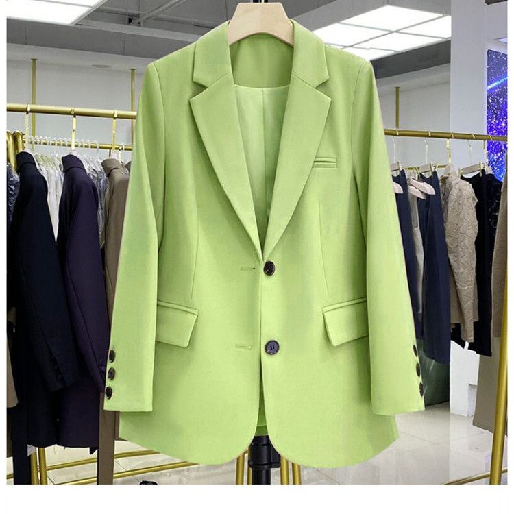 New Spring Autumn Fashion Suit  Black White Green Coat  Casual Loose Orange Blazers