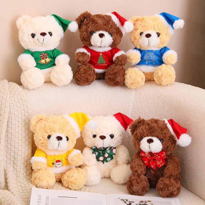 Cute Christmas Teddy Bear Doll Plush Teddy Bear Hug Bear Doll Children's Companion Soothing Ragdoll Doll
