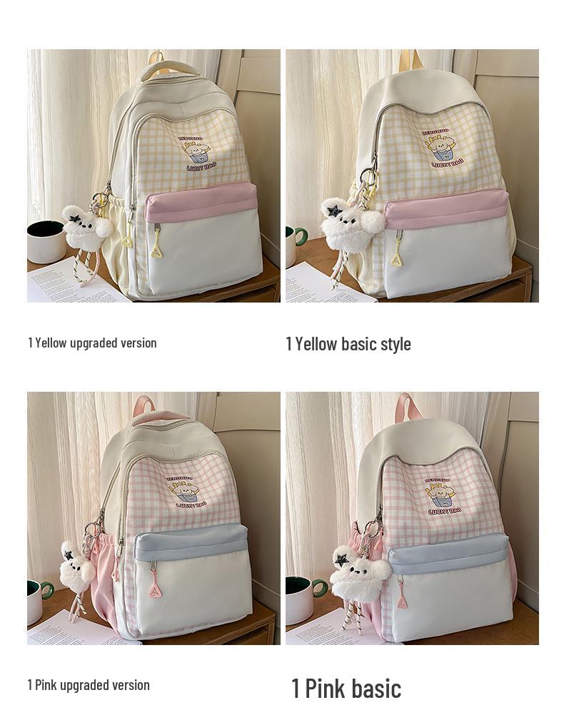Extra Large Japanese Style Plaid Backpack for Middle & High School Students