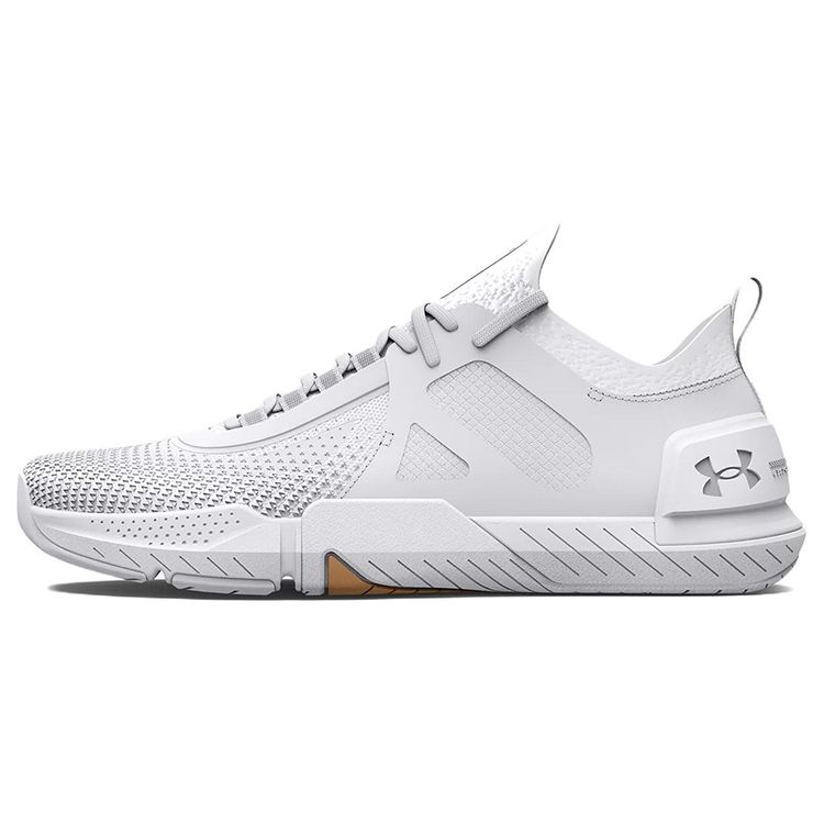 Under Armour TriBase Reign 4 Men s White Metallic Silver Training Shoes 3025340-100 42