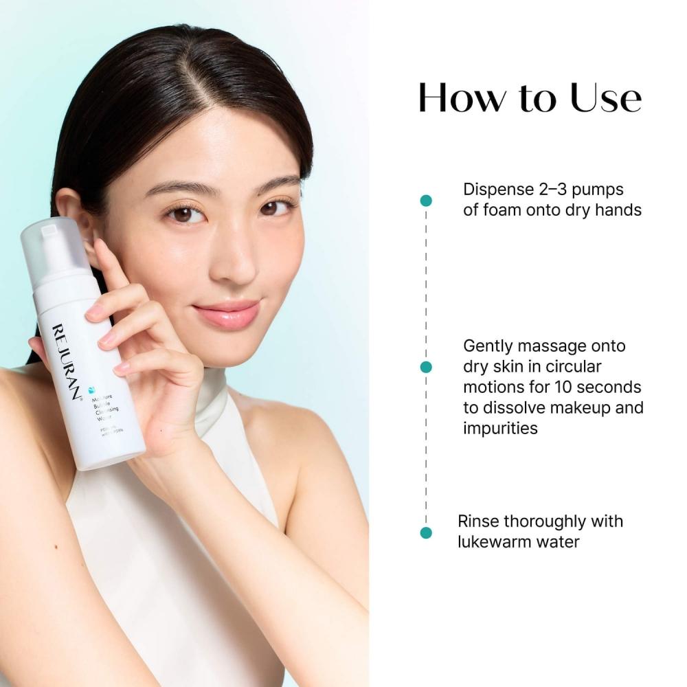 Rejuran Moisture Bubble Cleansing Water C Pdrn  Hydrating faCe Cleanser 5.07 Fl.oz.