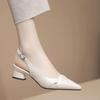 Pointed Toe Sandals for Women with a French Style Thick Heel and Retro High Heels for Women