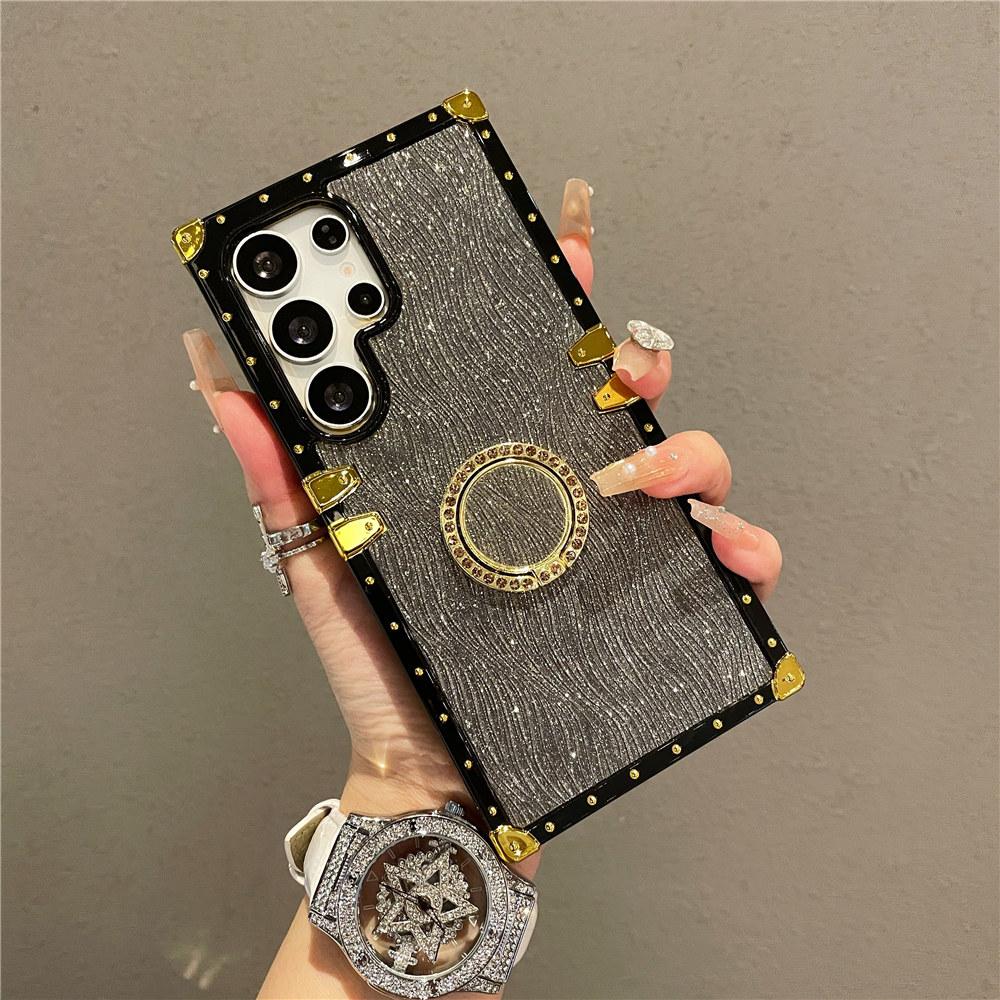 Luxury Ring Stand Case For Samsung Galaxy S25 Edge S24 S23 Ultra S24FE S25Plus Bracket Bling Cover Fundas