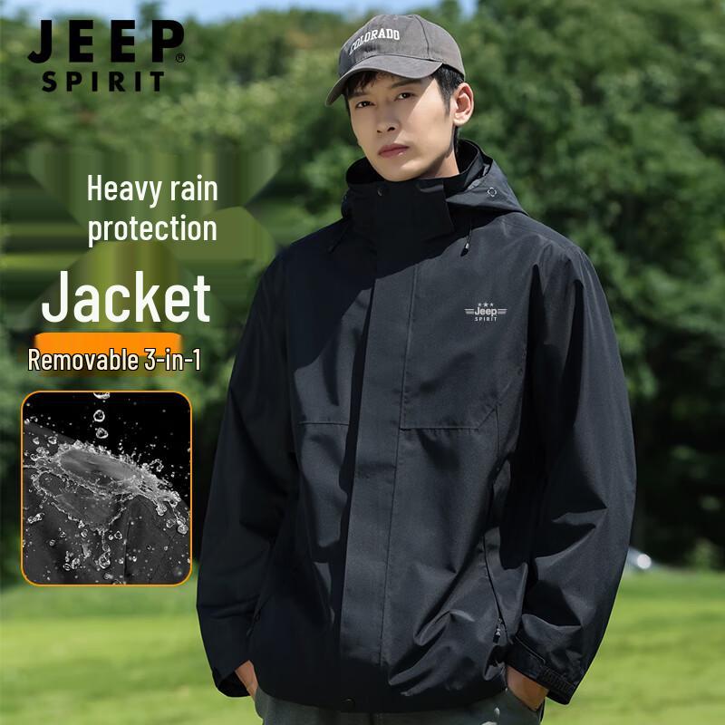JEEP SPIRIT Men's 3-in-1 Windproof Fleece Jacket