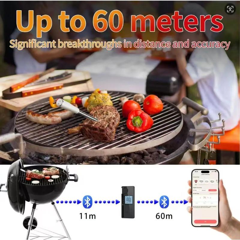 Rechargeable Smart Bluetooth 800FT Long Range Digital Wireless Kitchen Food Steak BBQ Meat Thermometer with Waterproof Probe