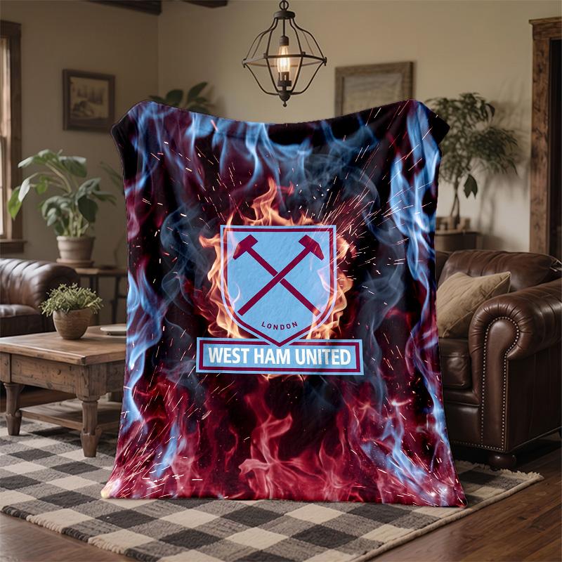Coperta in Flanella con Stampa West Ham United Calcio Morbida Calda Coperta da Divano Letto per Casa Ufficio Camera da Letto
