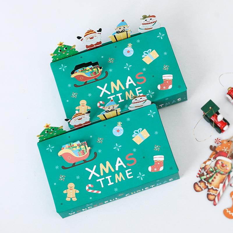 5/10Pcs Cartoon Christmas Kraft Paper Candy Gift Box Cookie Packing Box 2024 Christmas Party Decor Xmas Navidad New Year 2025