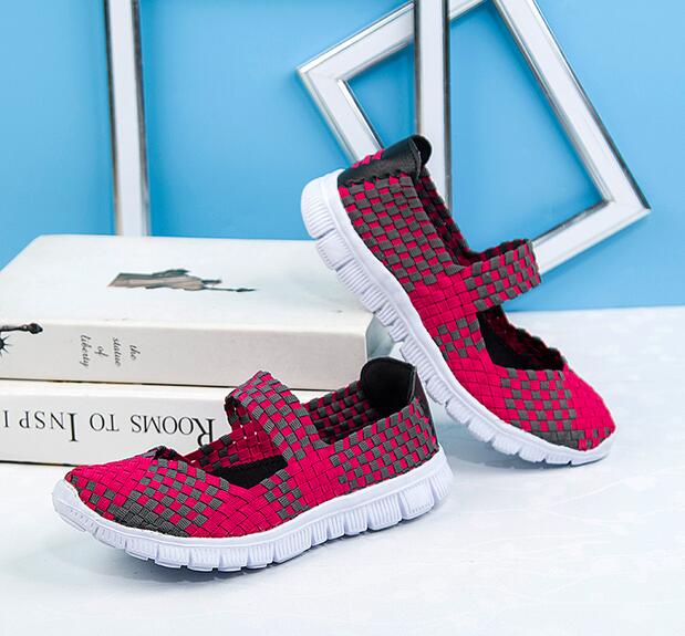 Summer Mary Jane Sandals Lady Handmade Braid Sandals Women Weave Flat Shoes Plus Size Beach Shoes