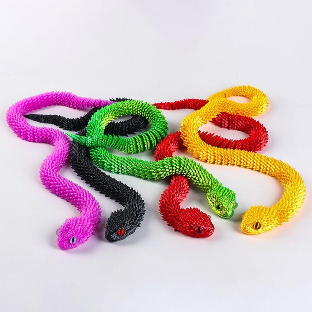 30/45/60cm 3D Printed Snake Toy Multicolor Animal Simulation Model  Halloween