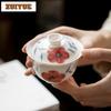 120ml Hand-painted Peach Blossom Gaiwan Luxury Tea Tureen Tea Bowl With Lid Kit Tea Making Cover Bowl Chinese Tea Set Ornaments