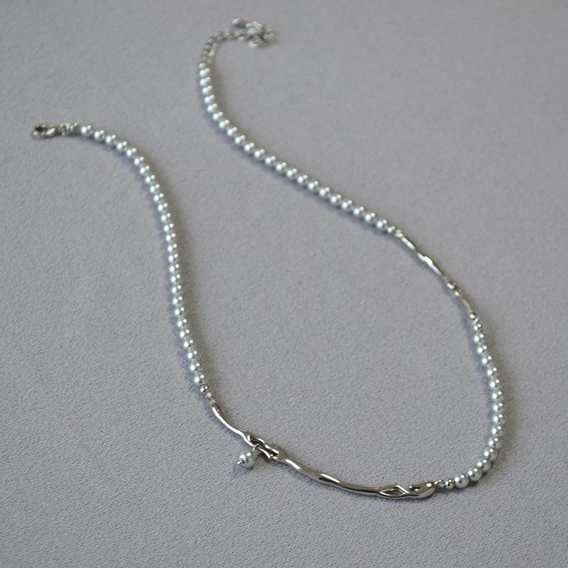 Vintage French Brass & Gold-Plated Pearl Branch Necklace for Women