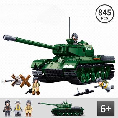 845 Stück 2 in 1 Militär IS-2 Schwerer Panzer Modell Baustein WW2 Armee Waffe Soldat Kinderspielzeug Bausteine Ohne Box