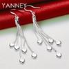 Exquisite 925 Sterling Silver Tassel Heart-Shaped Pendant Earrings for Women, Fashionable Wedding Jewelry Gift Accessories