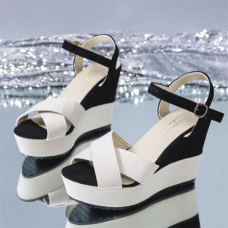 

Мода 2024 года, новые модные летние сандалии для женщин с пряжкой, бежевые, розовые, желтые, сандалии, нескользящие, базовые, каблук 11 см, 35-40 40 бежевый