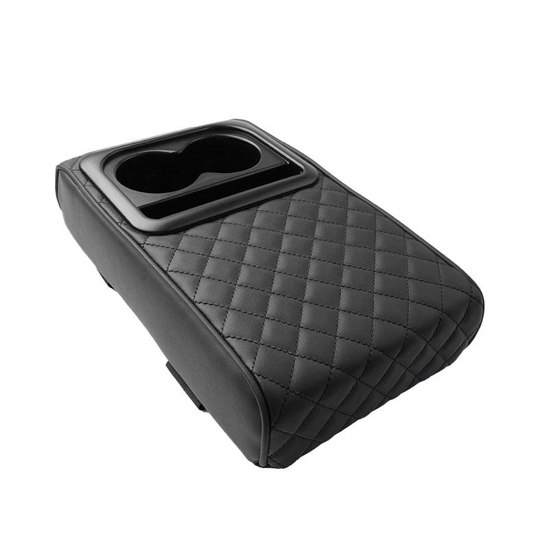 Auto Senterkonsoll Armlenspute med 2 koppholder PU-lærarmlenspute Bærbar bil Amrest Putetrekk Høydepute