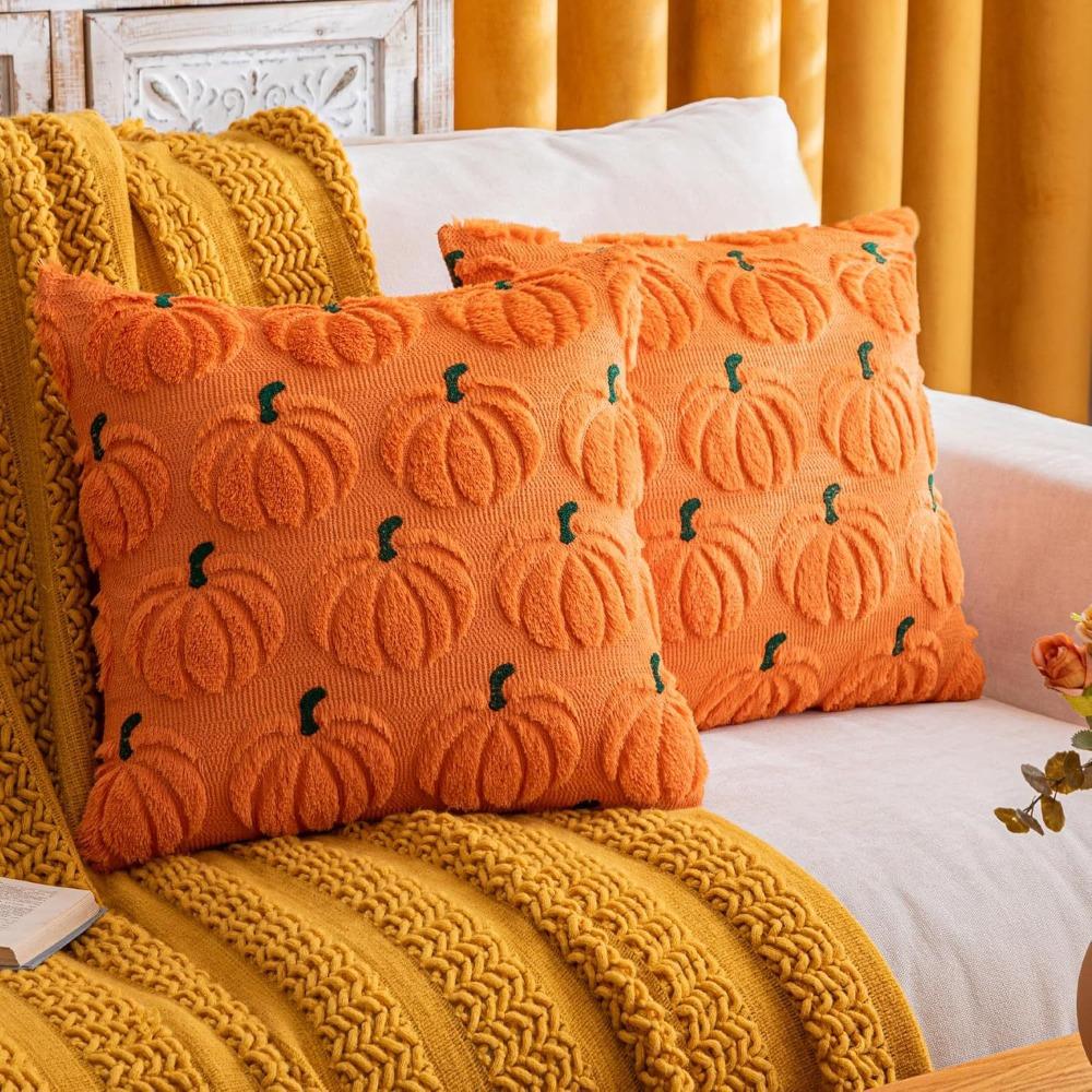 Pumpkin Tufted Cushion Cover 45x45cm Plush Pillow Covers New Throw Pillow Cover Fall Decor