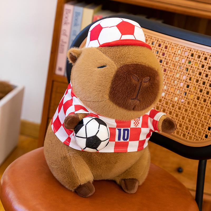 

Capybara Football Plush Toy: Mascot Doll & Home Ornament for Girls 25cm 0.15kg