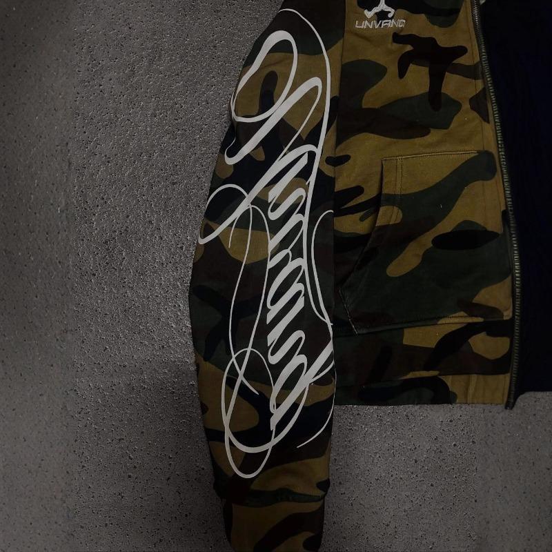 Suéter chaqueta de punto con estampado de camuflaje estilo hip hop de la costa oeste estadounidense, esquema de colores clásico, callejero, moda holgada