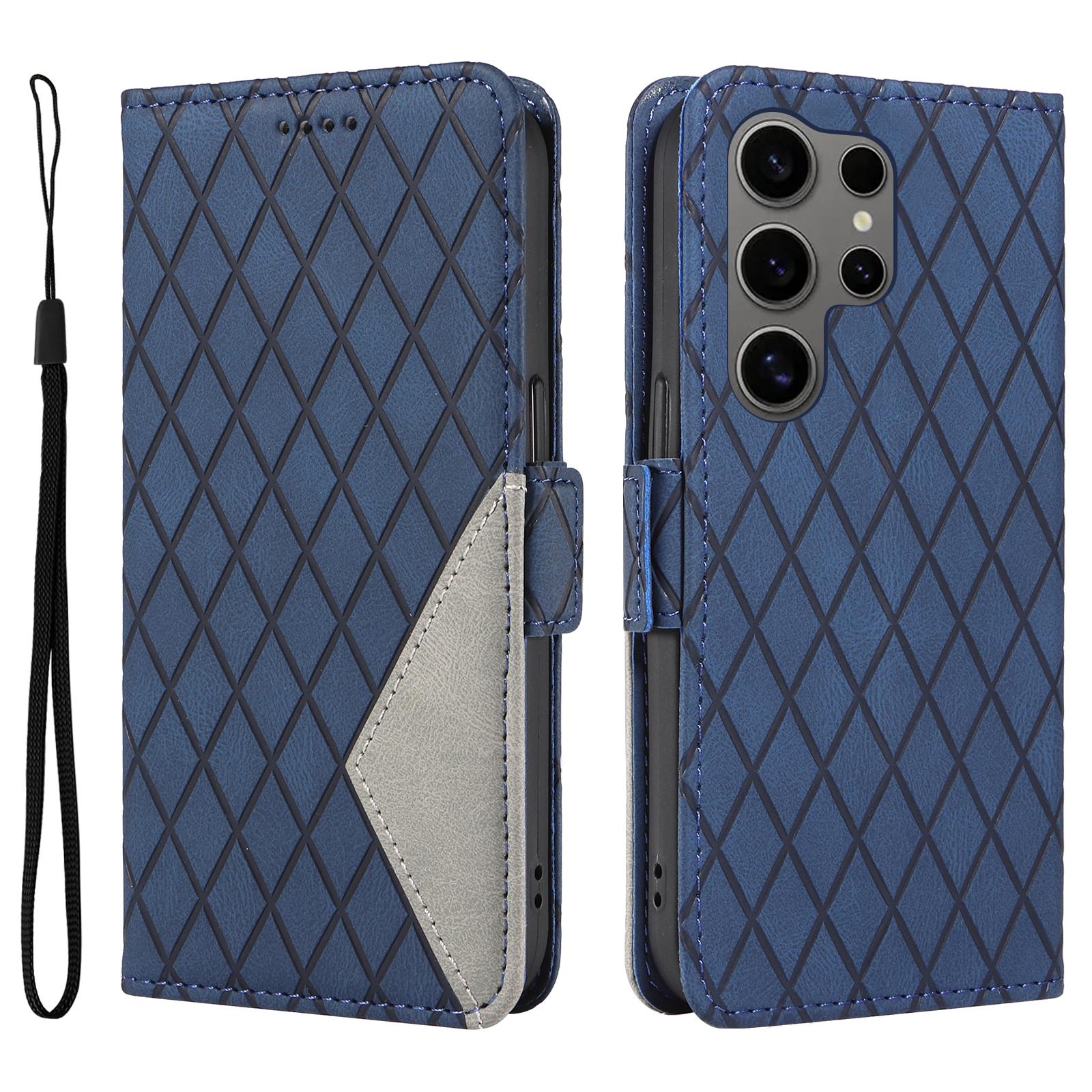 

Чехол-книжка из ПУ-кожи с узором в виде ромба для Samsung Galaxy S25 Ultra, кошелек для телефона A