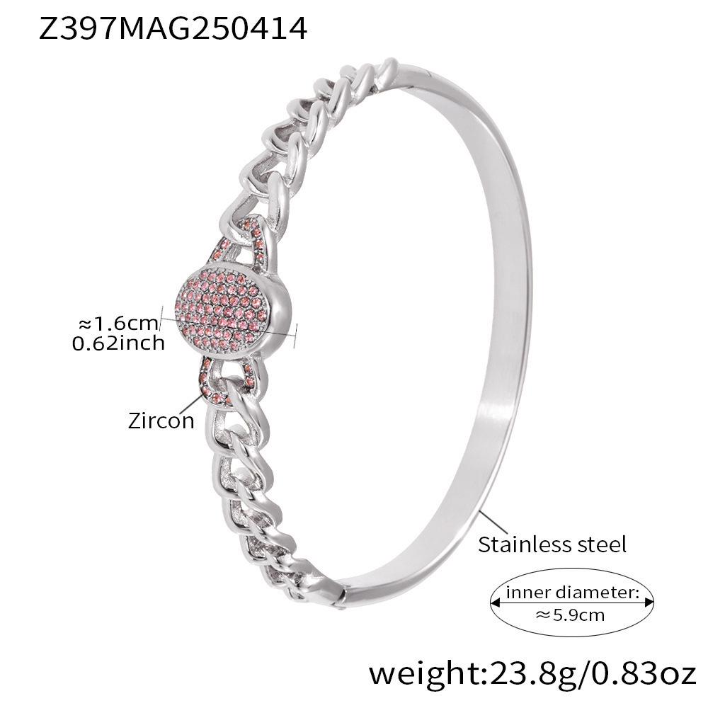 18K Gold-Plated Geometric Zirconia Bracelet with Stainless Steel Buckle