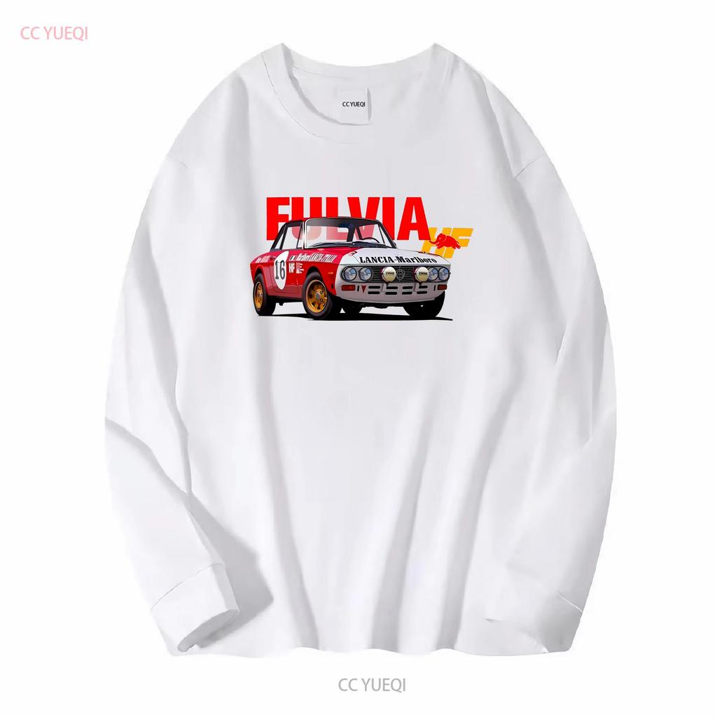 T Shirt Lancia Fulvia Hf Long or Short Sleeves Vintage Washed Homme Comfortable Streetwear Stretched Top For Everyday Wear