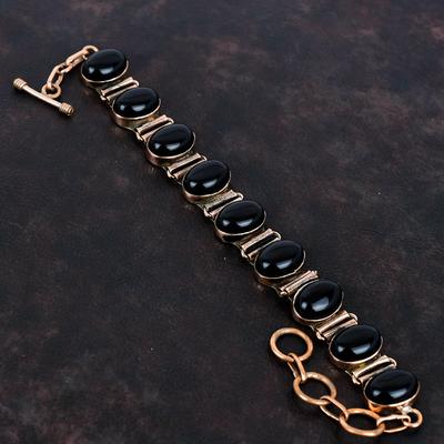 Schwarzer Onyx Edelstein Armband Kupferarmband handgefertigt Antikschmuck verstellbare Kettenarmband nagelneues Armband Kupferschmuck für Geschenke
