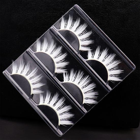Yousheng 6Pcs  Makeup False Eyelashes  Soft  Comfortable To Wear  Chemical Fiber  Anime White False Eyelashes  for Masquerade
