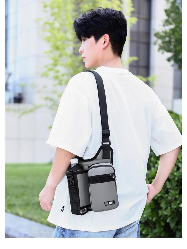 Men's Large Capacity Crossbody Sling Bag - Outdoor Casual Kettle and Mobile Holder, Water Bottle Bag, Oxford Cloth Single Shoulder Bag