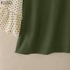 ZANZEA Women Casual Round Neck Polka Dot Print Splice 3/4 Sleeve Loose Blouse